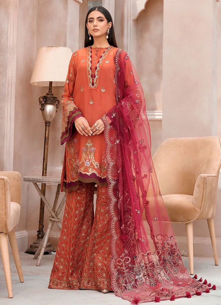 Salwar Kameez Xenia | Zhaviah Embroidered Pakistani Sharara Suit