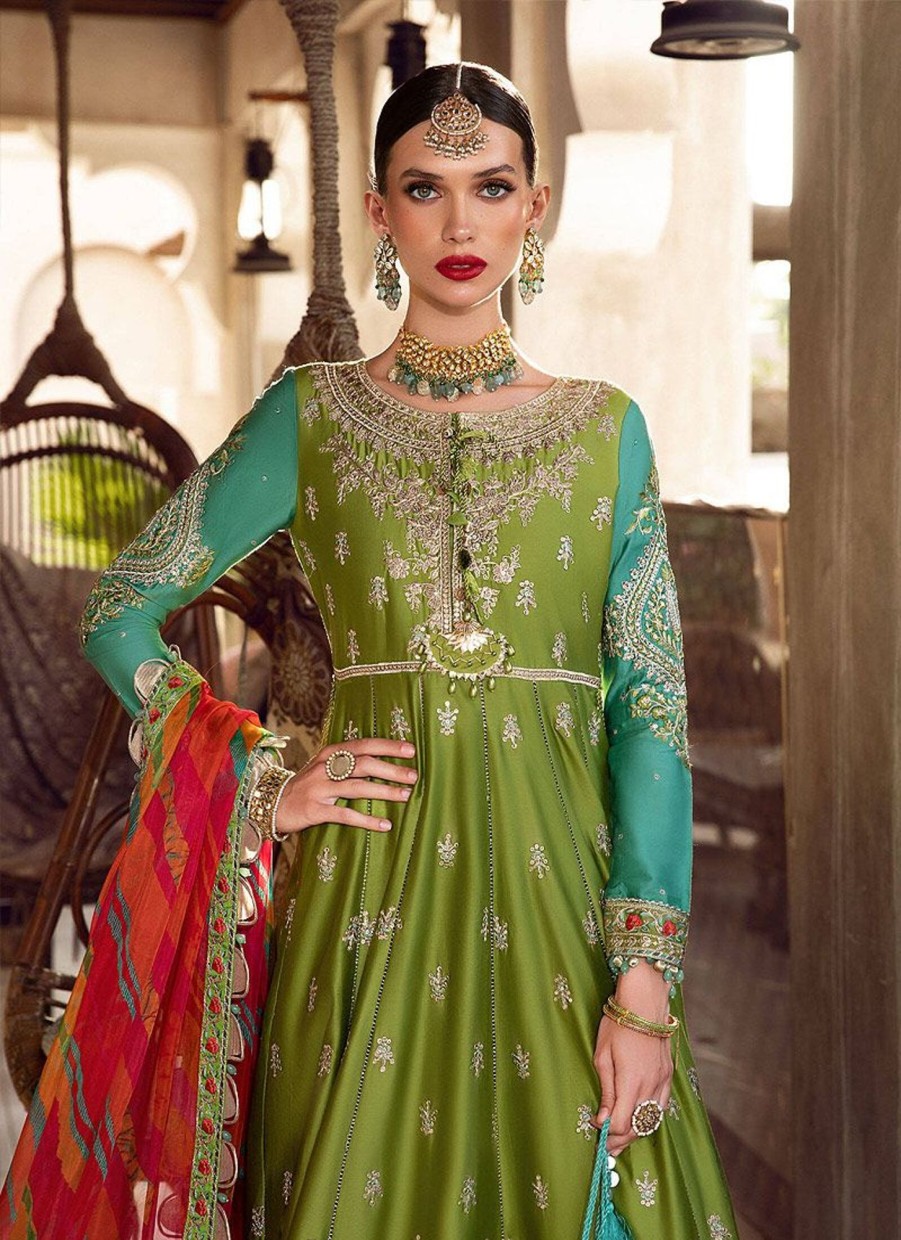 Salwar Kameez Maria.B | Geen And Ferozi Embroidered Pakistani Anarkali