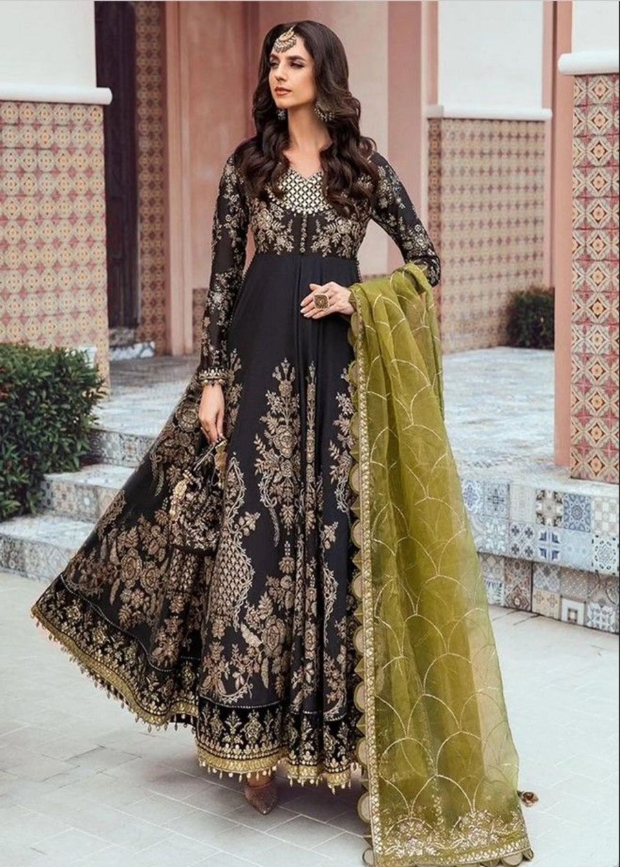 Salwar Kameez Maria.B | Black Embroidered Pakistani Anarkali Suit