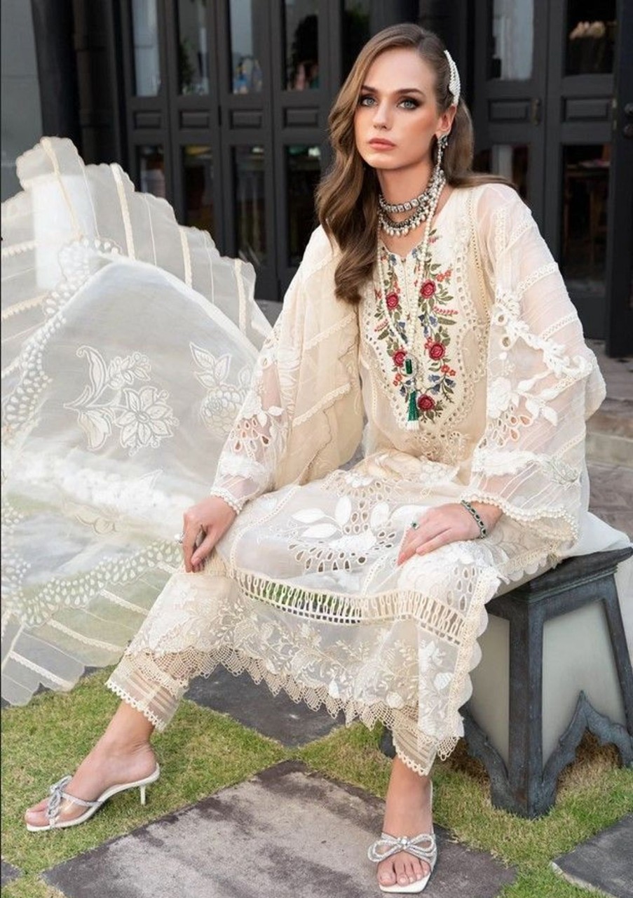 Salwar Kameez Maria.B | Beige Embroidered Pakistani Salwar Kameez