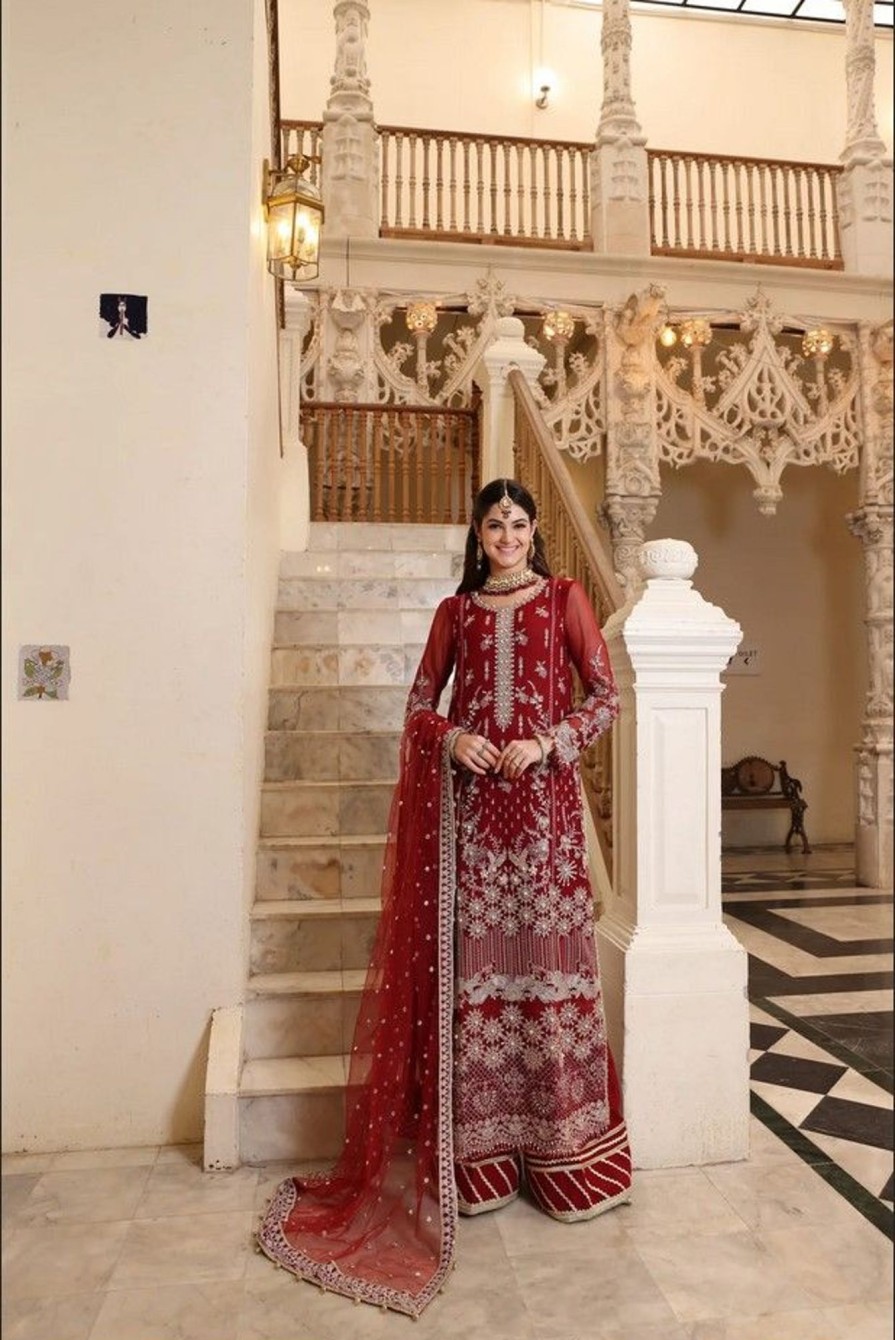 Salwar Kameez Saadia Asad | Haleh Embroidered Pakistani Palazzo Suit