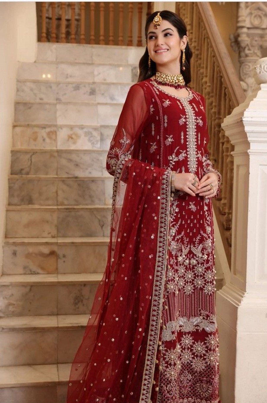 Salwar Kameez Saadia Asad | Haleh Embroidered Pakistani Palazzo Suit