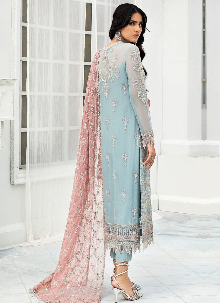 Salwar Kameez Zarif | Blue Mist Embroidered Pakistani Salwar Kameez