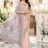 Sarees Maria.B | Rose Pink And Lilac Embroidered Pakistani Saree