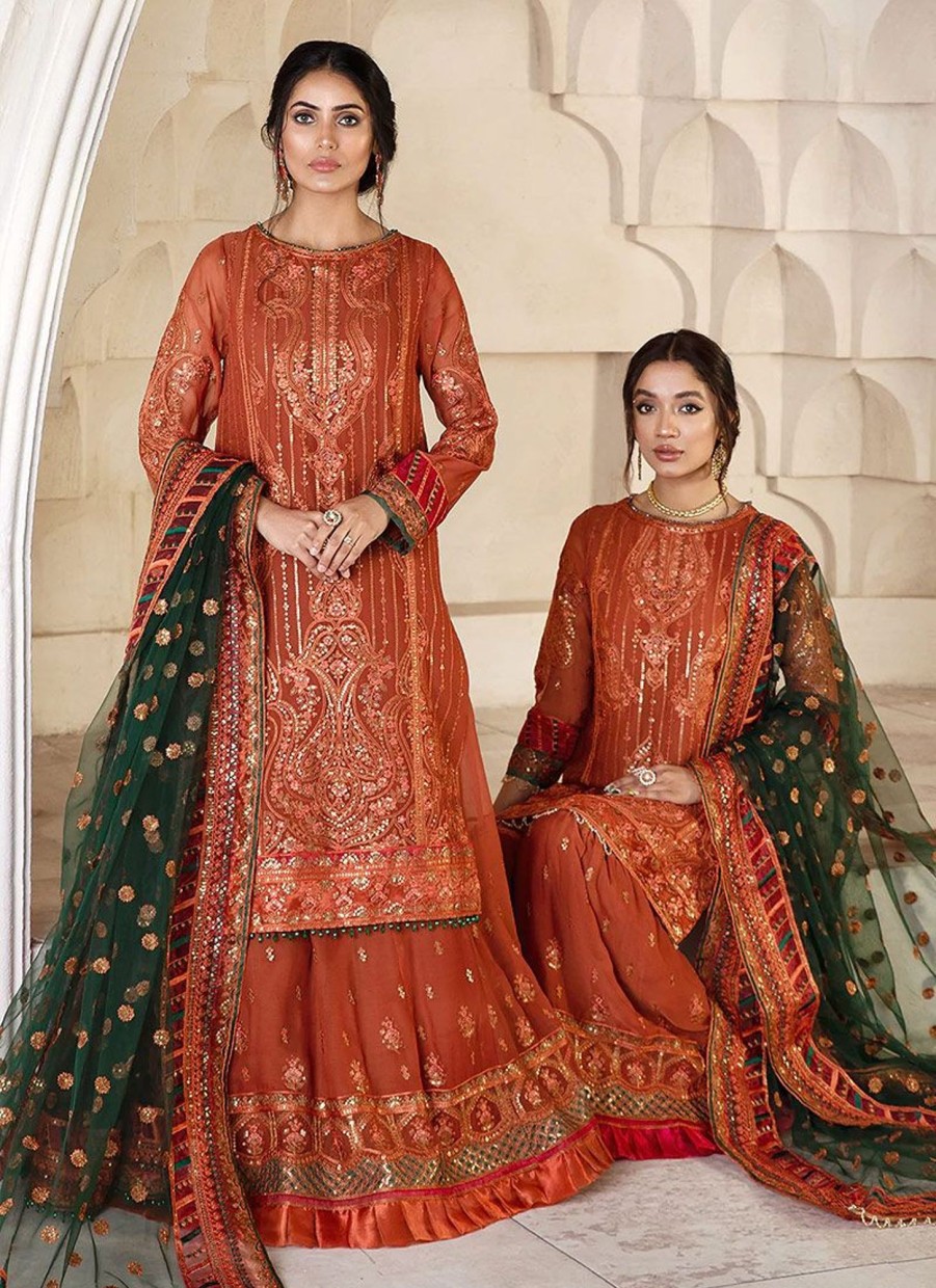 Salwar Kameez Zarif | Merigold Embroidered Pakistani Lehenga Anarkali/ Gharara Suit