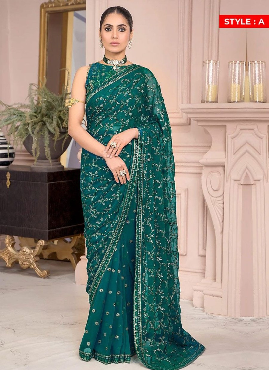 Sarees Zarif | Tropical Embroidered Pakistani Anarkali/ Saree