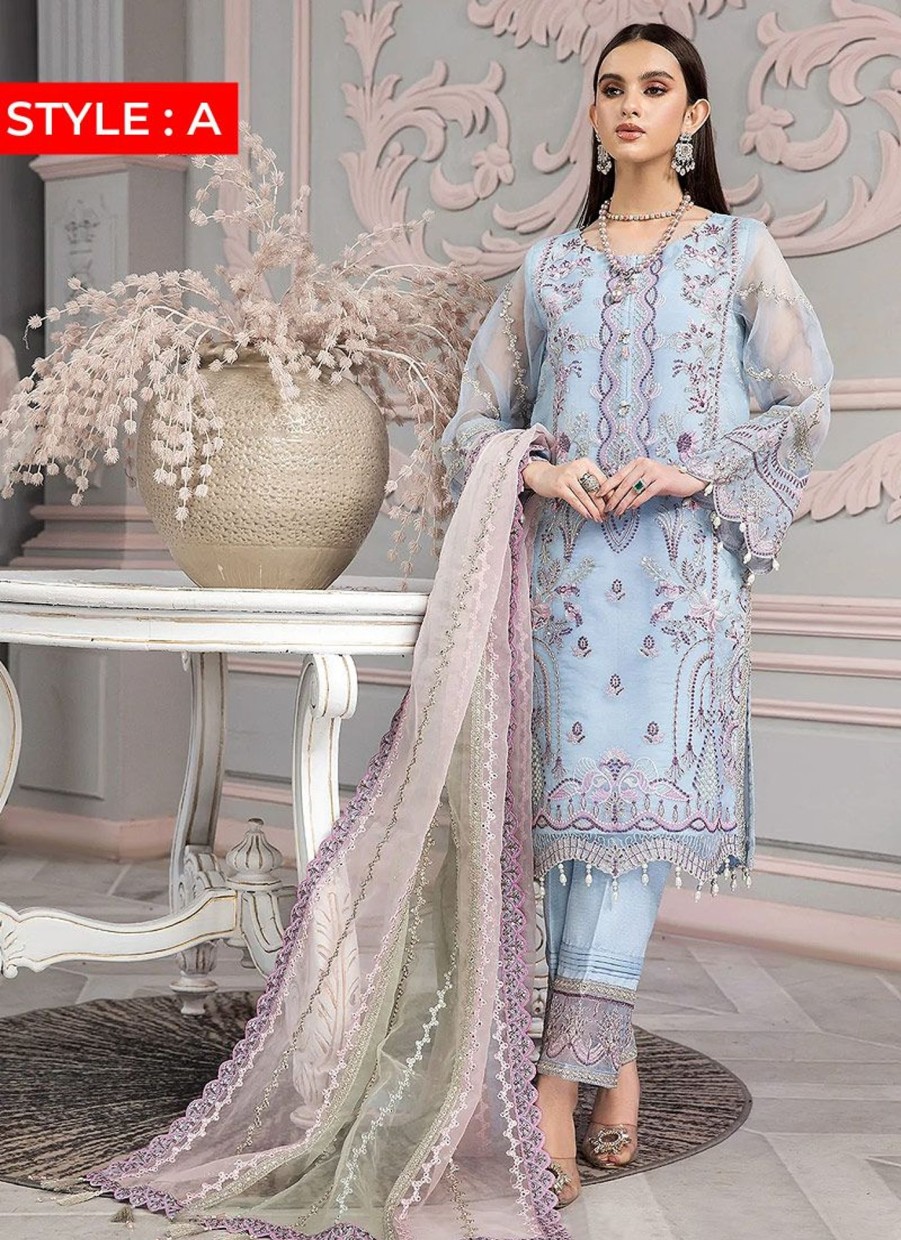 Salwar Kameez Alizeh | Neel Embroidered Pakistani Palazzo Suit/ Straight Suit