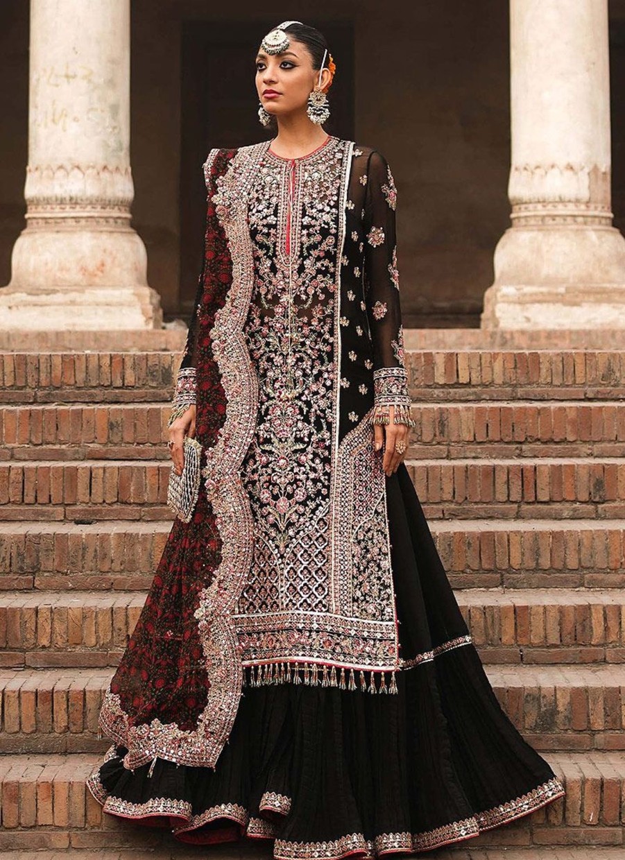 Salwar Kameez Hussain Rehar | Haqeeqat Embroidered Pakistani Sharara Suit