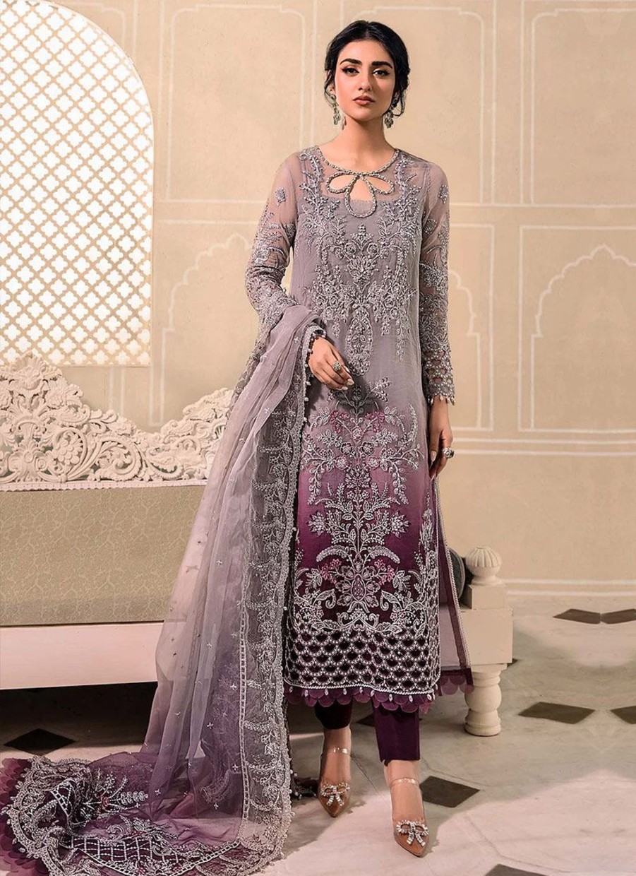 Salwar Kameez Maria.B | Plum Embroidered Pakistani Salwar Kameez