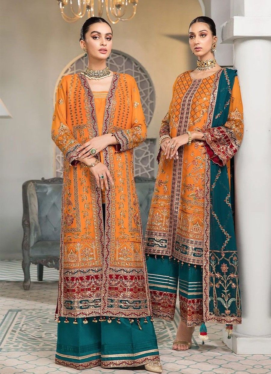 Salwar Kameez Alizeh | Raag Embroidered Pakistani Palazzo Suit/ Pant Suit