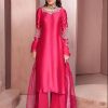 Salwar Kameez Mahum Asad | Blush Berry Embroidered Pakistani Palazzo Suit