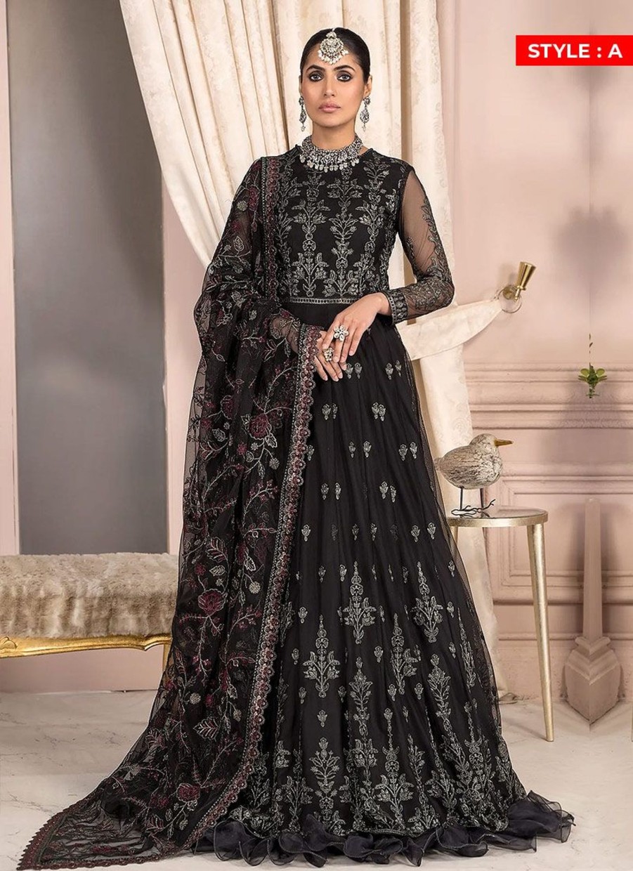 Sarees Zarif | Black Affair Embroidered Pakistani Anarkali/ Saree