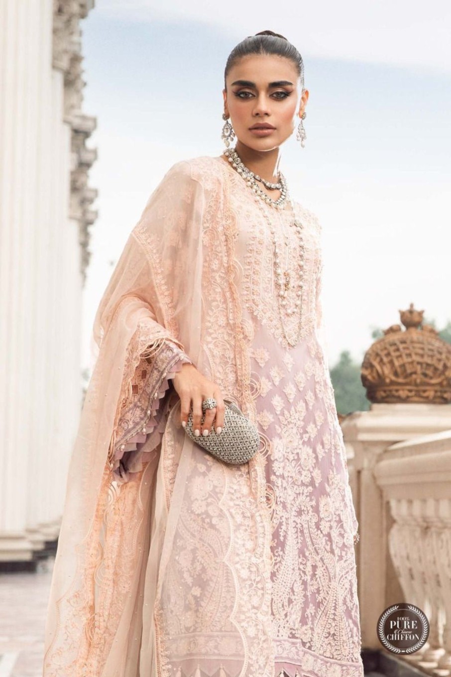 Salwar Kameez Maria.B | Lilac Embroidered Pakistani Palazzo Suit