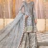 Salwar Kameez Maria.B | Pearl Blue And Ash Pink Embroidered Pakistani Gharara Suit