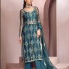 Salwar Kameez Mahum Asad | Real Teal Embroidered Pakistani Palazzo Suit