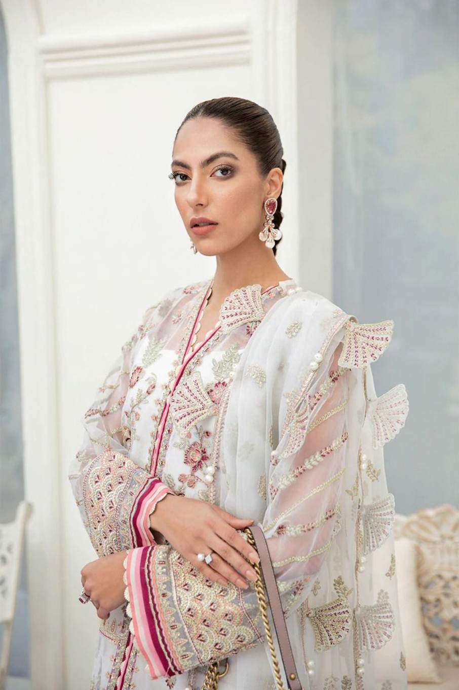 Salwar Kameez Afrozeh | Audrey Embroidered Pakistani Palazzo Suit