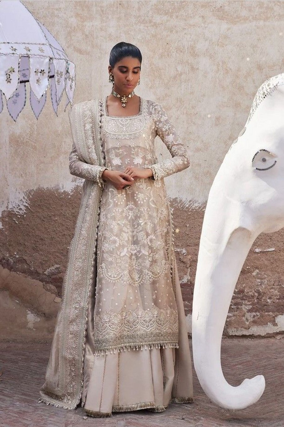 Salwar Kameez Afrozeh | Ulfat Embroidered Pakistani Gown