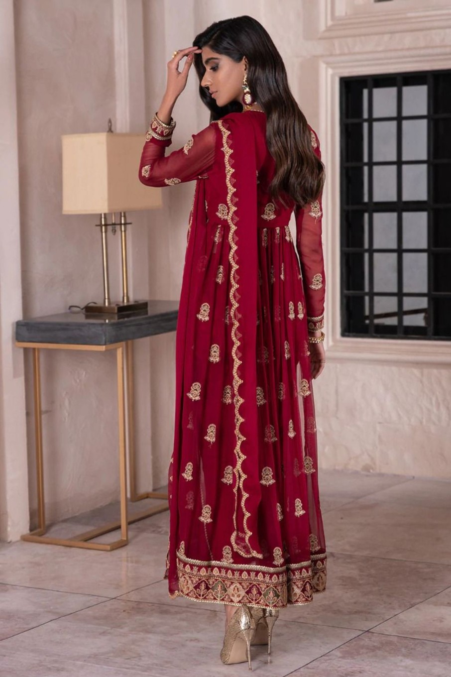 Salwar Kameez Afrozeh | Yana Embroidered Pakistani Anarkali