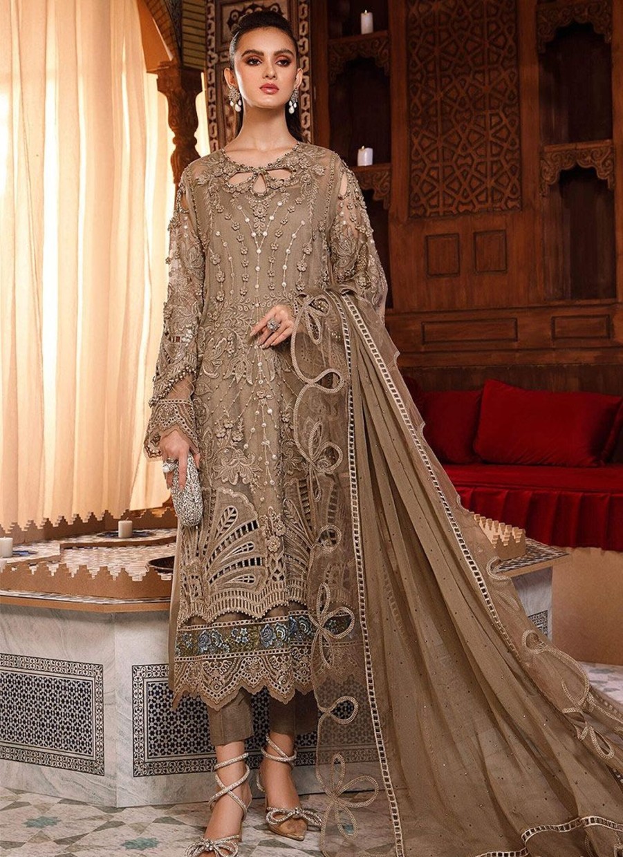 Salwar Kameez Maria.B | Coffee Embroidered Pakistani Salwar Kameez