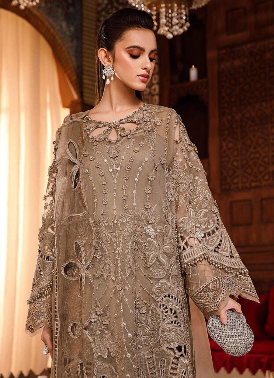 Salwar Kameez Maria.B | Coffee Embroidered Pakistani Salwar Kameez