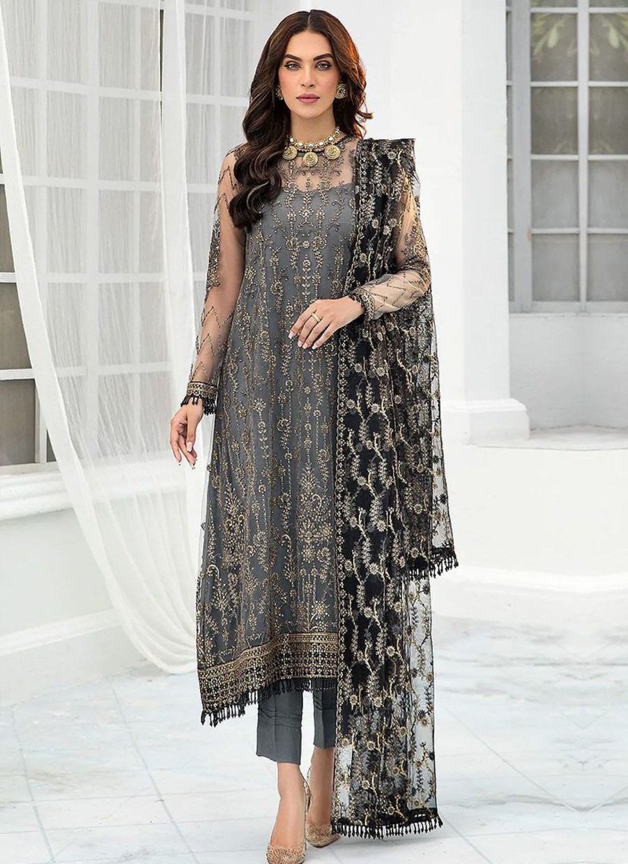 Salwar Kameez Zarif | Graphte Embroidered Pakistani Salwar Kameez