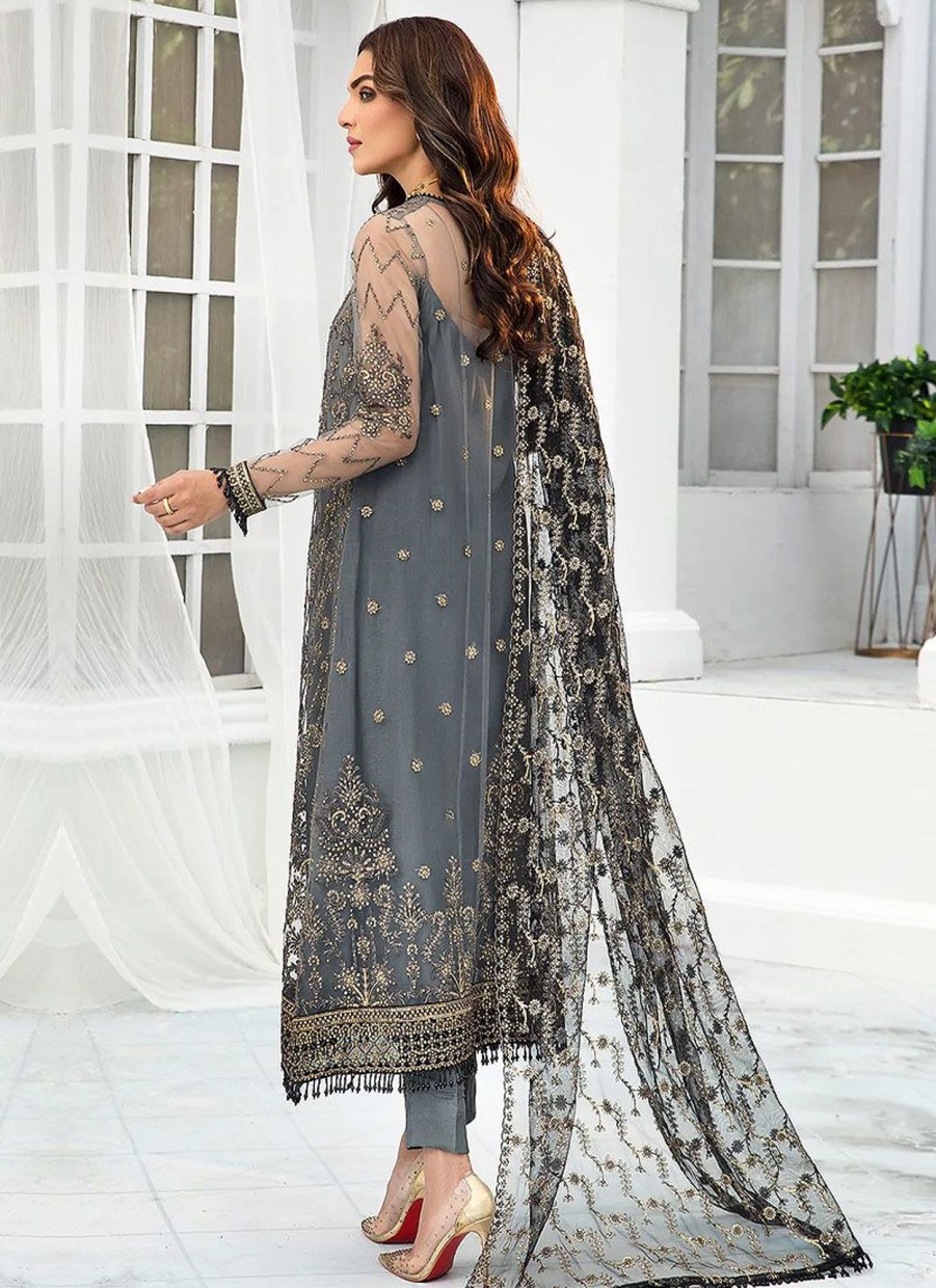 Salwar Kameez Zarif | Graphte Embroidered Pakistani Salwar Kameez