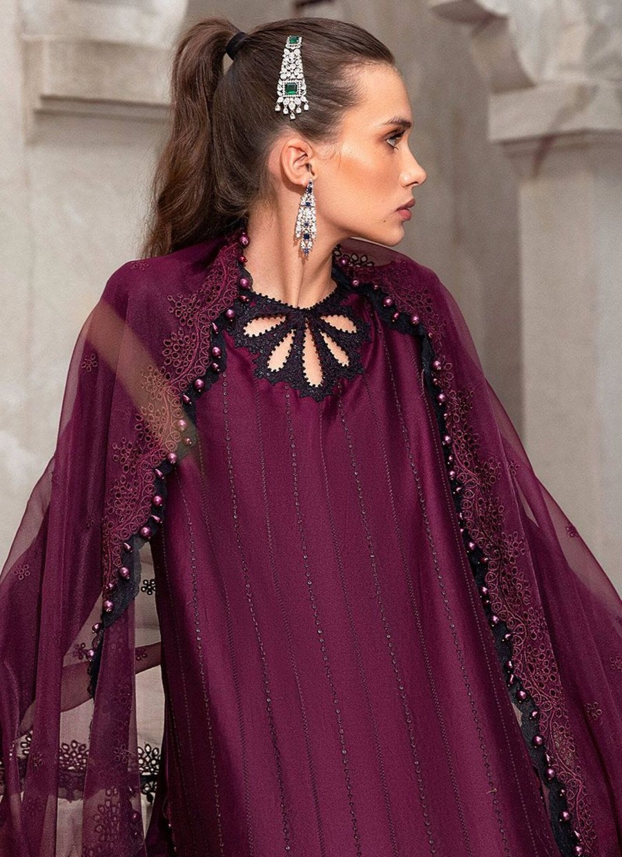 Salwar Kameez Maria.B | Plum And Black Embroidered Pakistani Salwar Kameez