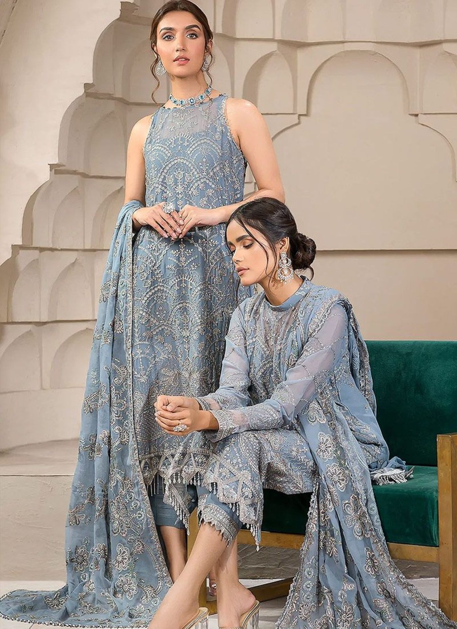 Salwar Kameez Zarif | Blue-Bell Embroidered Pakistani Salwar Kameez