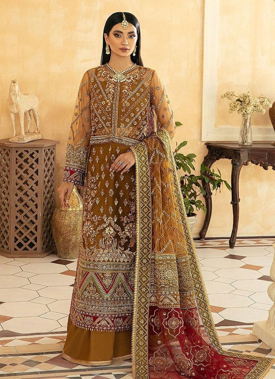 Salwar Kameez Maryam Hussain | Sandal Embroidered Pakistani Palazzo Suit