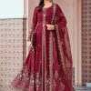 Salwar Kameez Maria.B | Maroon Embroidered Pakistani Anarkali Suit