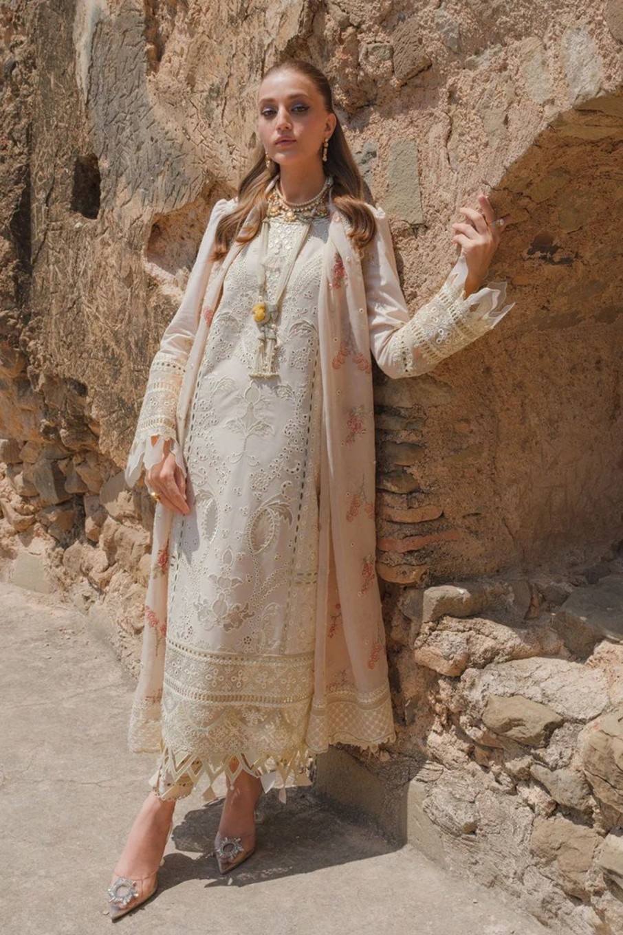 Salwar Kameez Qalamkar | Laine Embroidered Pakistani Salwar Kameez