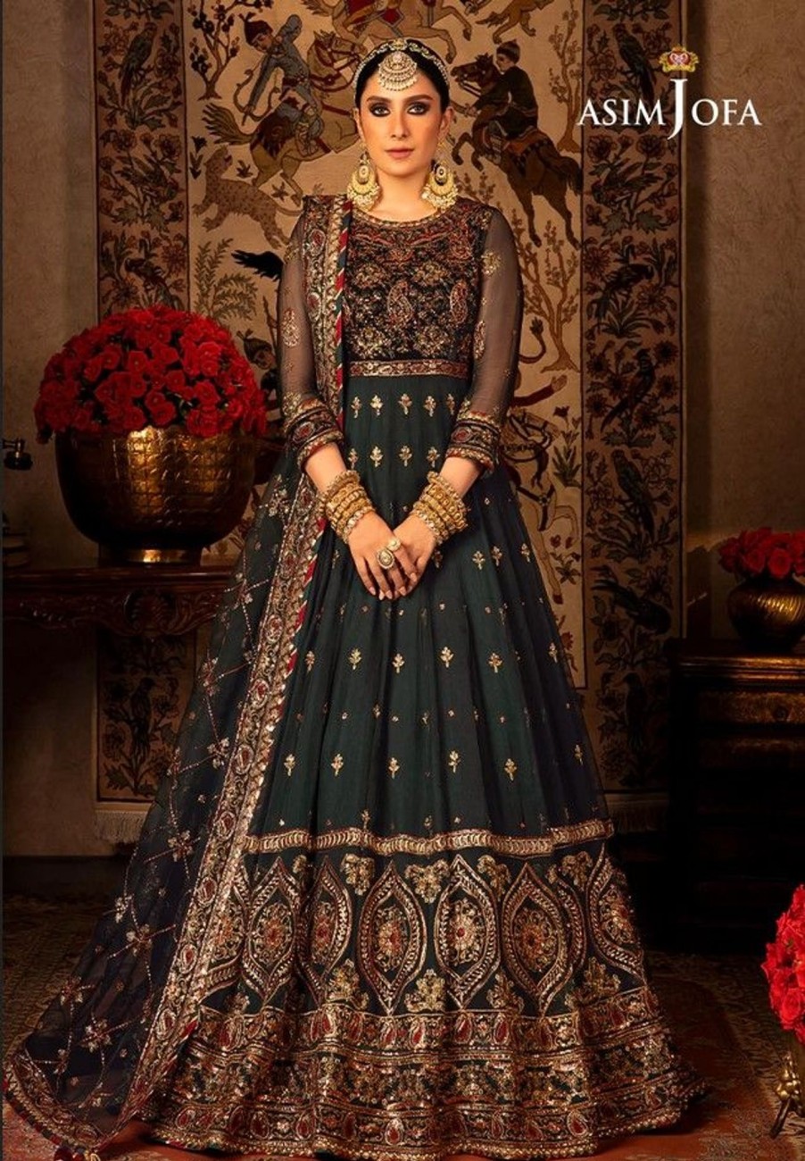 Salwar Kameez Asim Jofa | Velvet Festive Embroidered Pakistani Anarkali