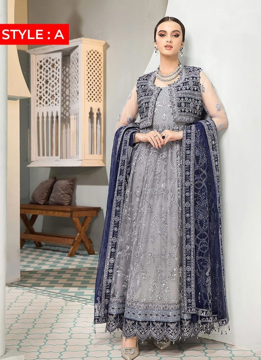 Salwar Kameez Alizeh | Aks Embroidered Pakistani Anarkali/ Palazzo Suit