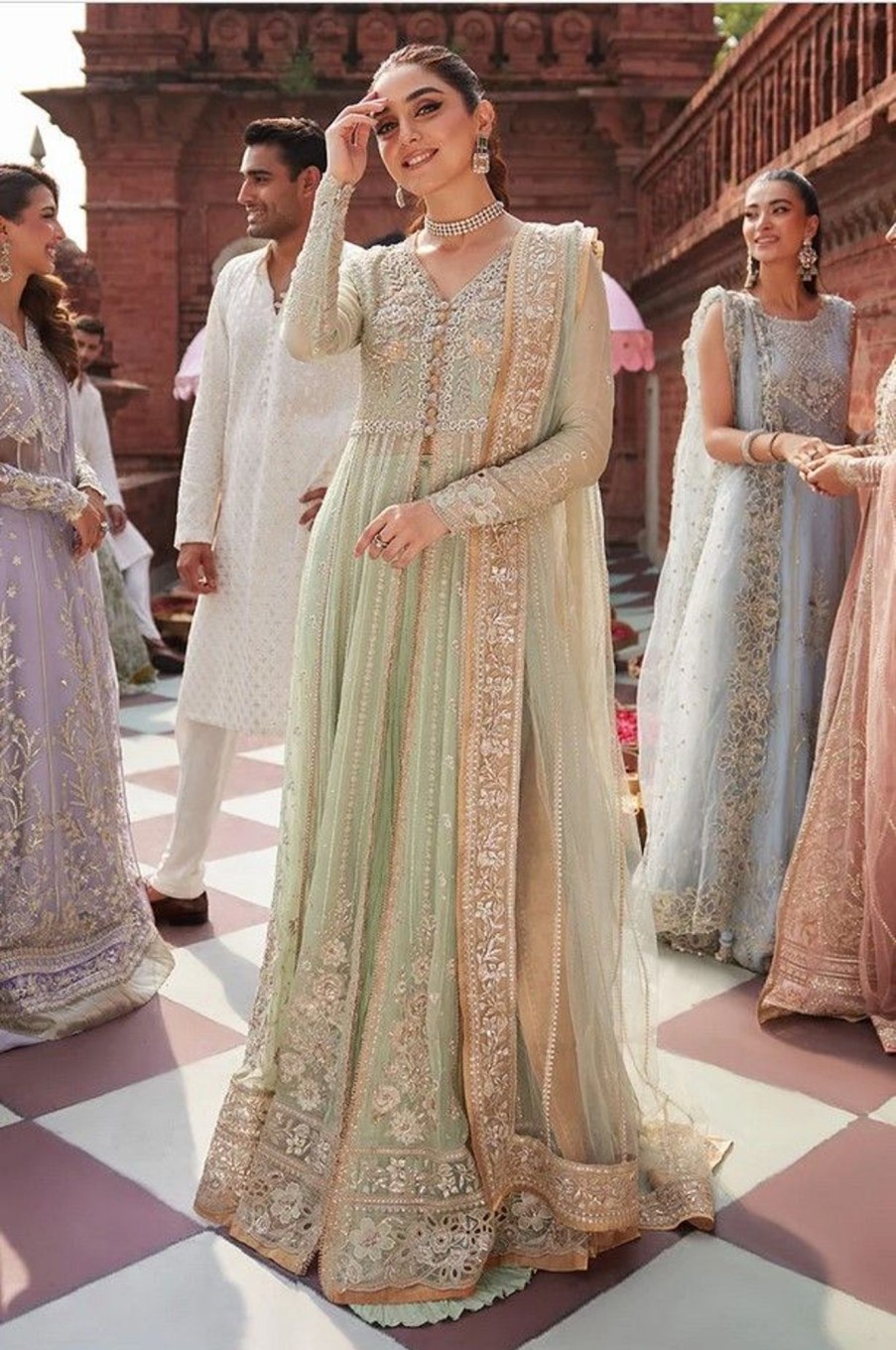 Salwar Kameez Mushq | Shahana Embroidered Pakistani Gown