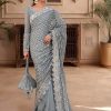 Sarees Maria.B | Blue Embroidered Pakistani Saree