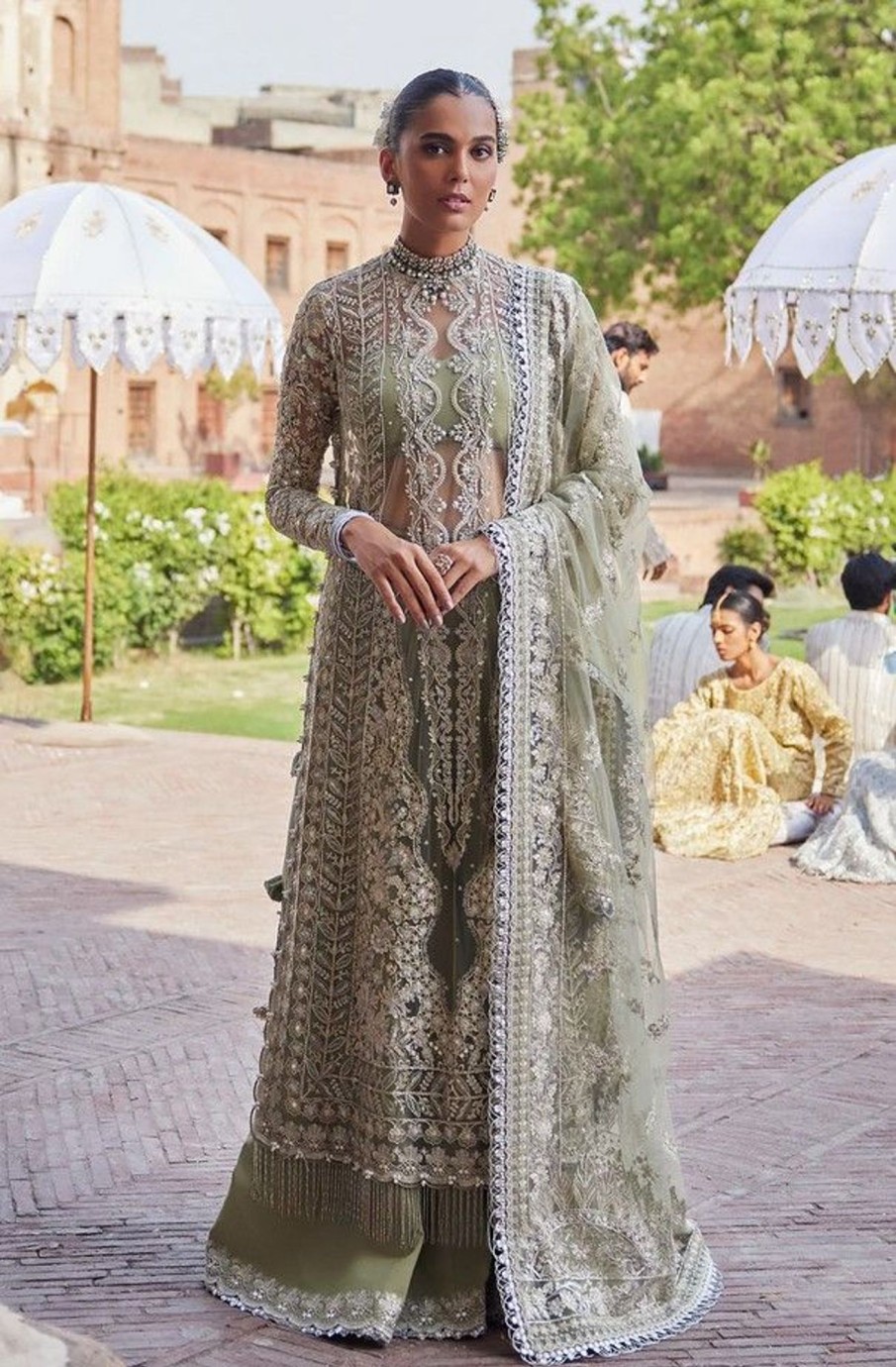 Salwar Kameez Afrozeh | Nijar Embroidered Pakistani Gown