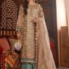 Salwar Kameez Maria.B | Off White With Sea Green Embroidered Pakistani Palazzo Suit