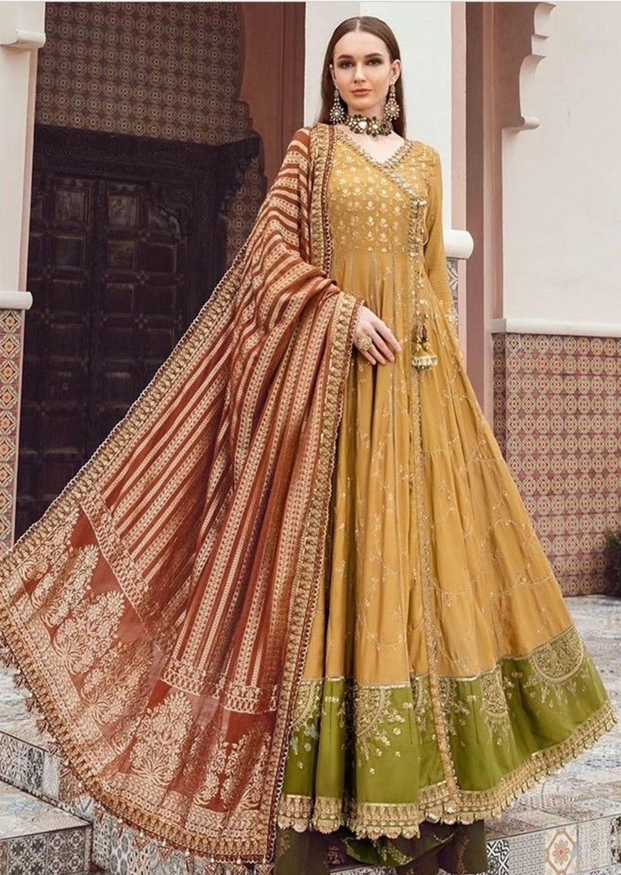 Salwar Kameez Maria.B | Mustard Embroidered Pakistani Anarkali Suit