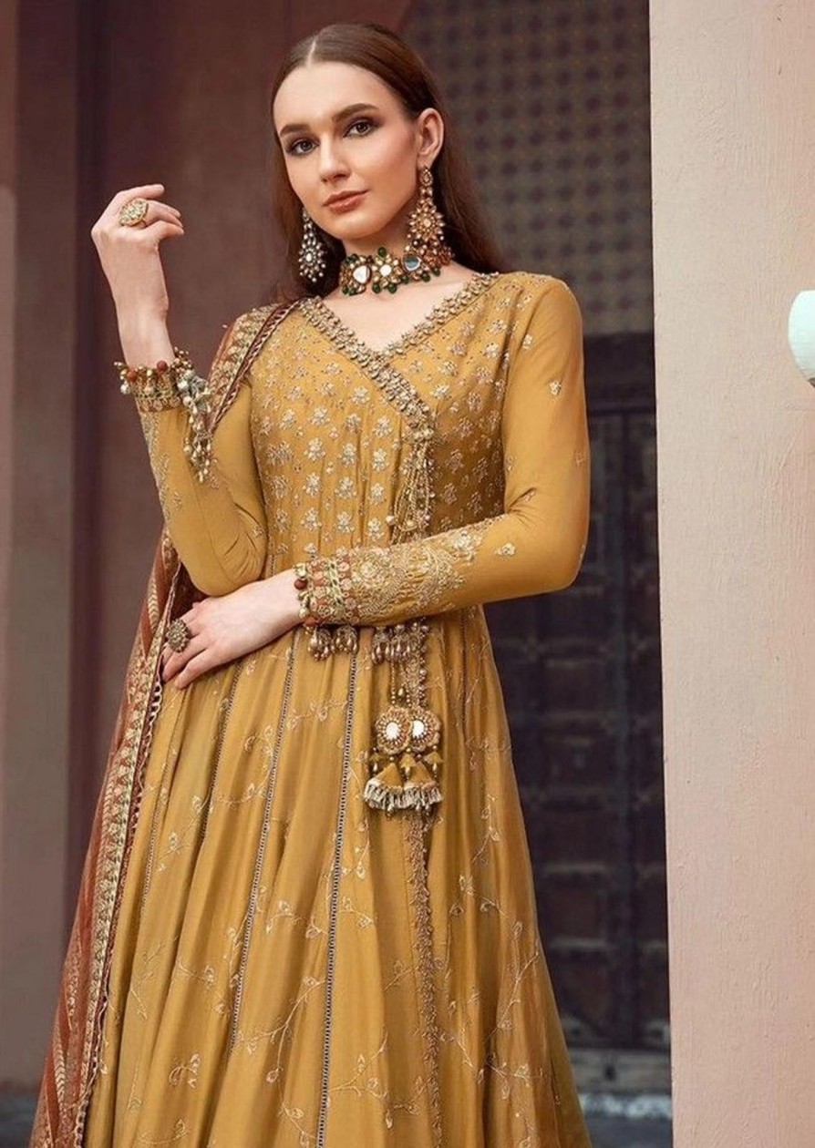 Salwar Kameez Maria.B | Mustard Embroidered Pakistani Anarkali Suit