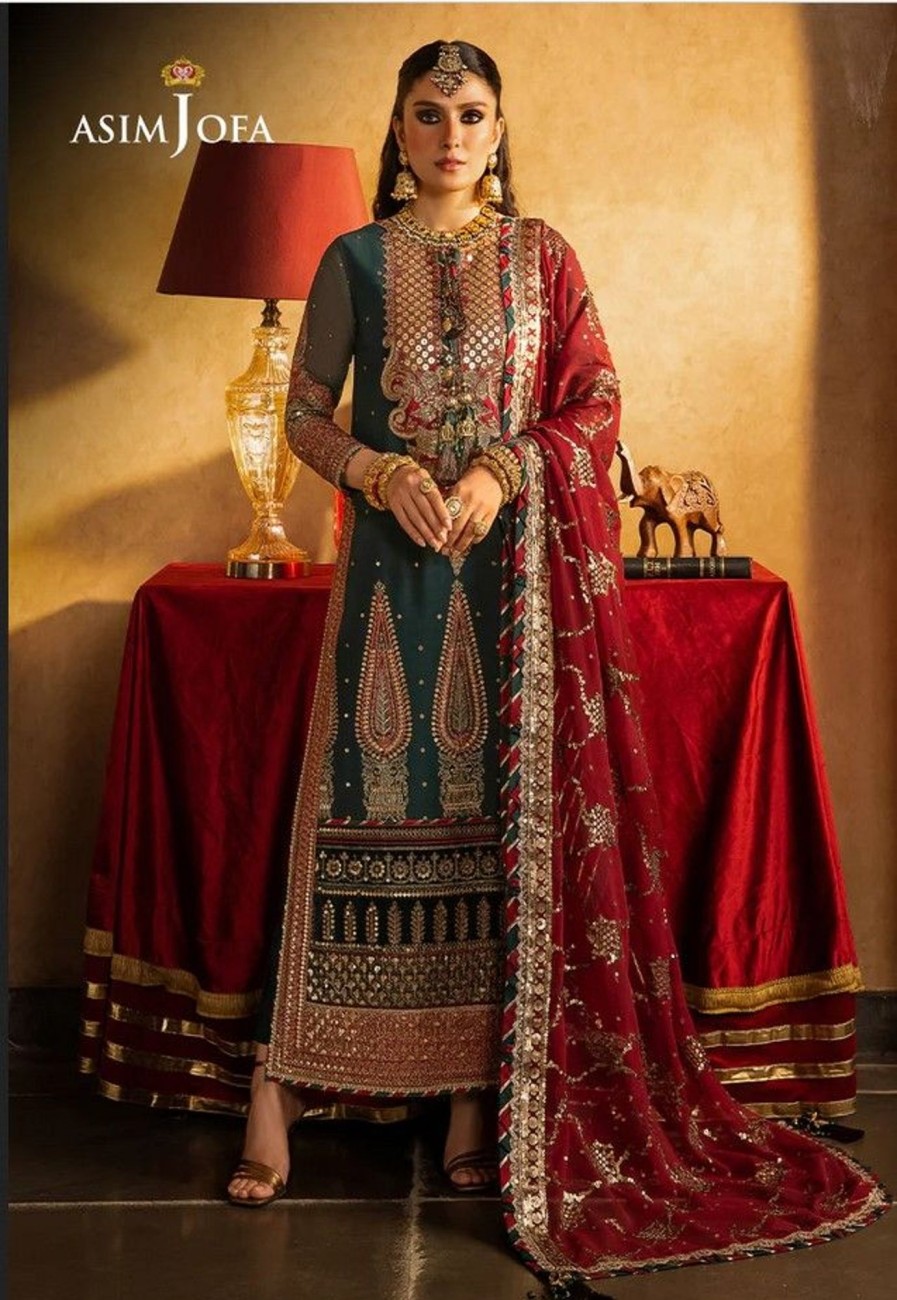 Salwar Kameez Asim Jofa | Velvet Festive Embroidered Pakistani Salwar Kameez