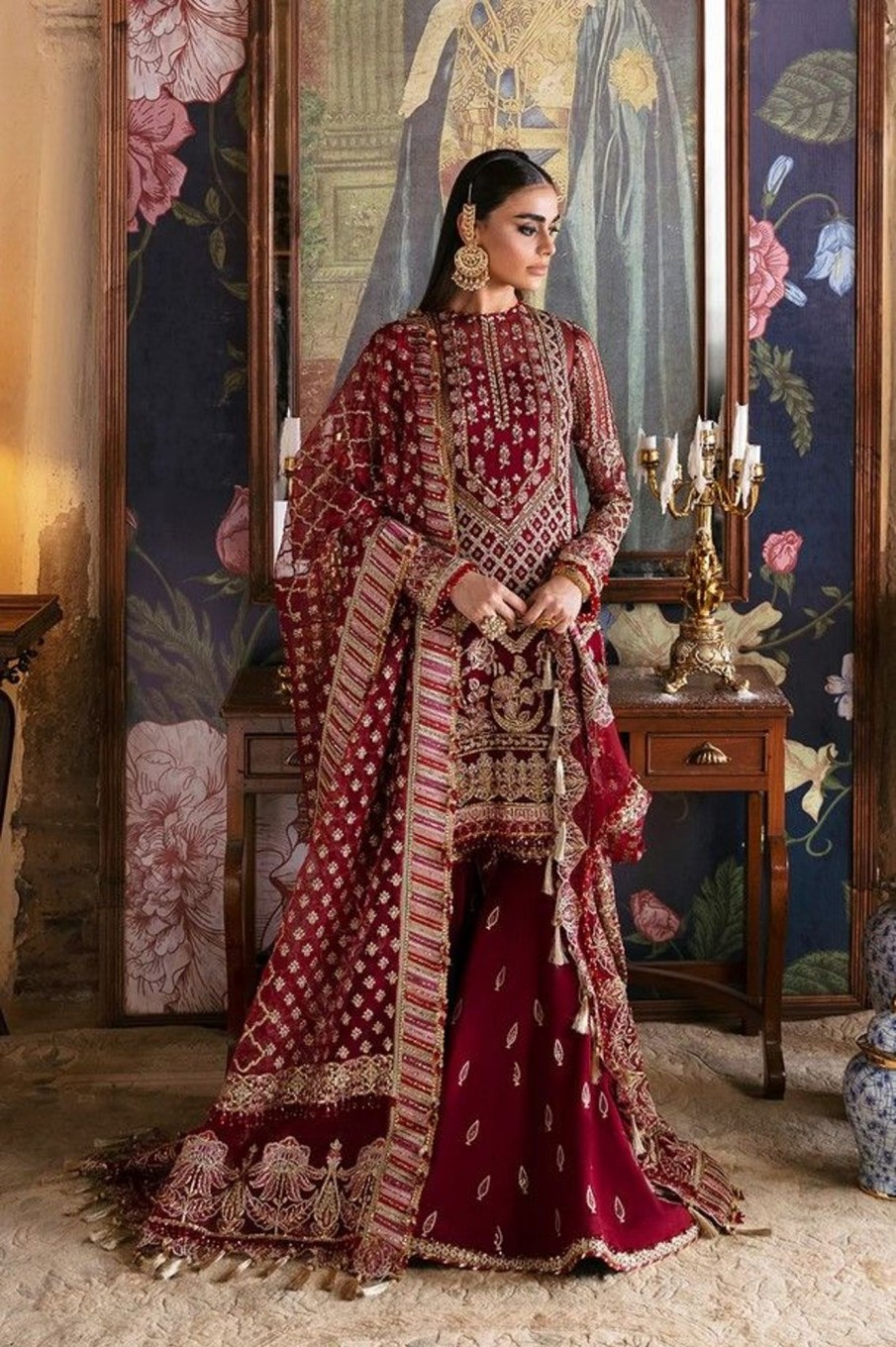 Salwar Kameez Afrozeh | Dabeer Embroidered Pakistani Sharara Suit