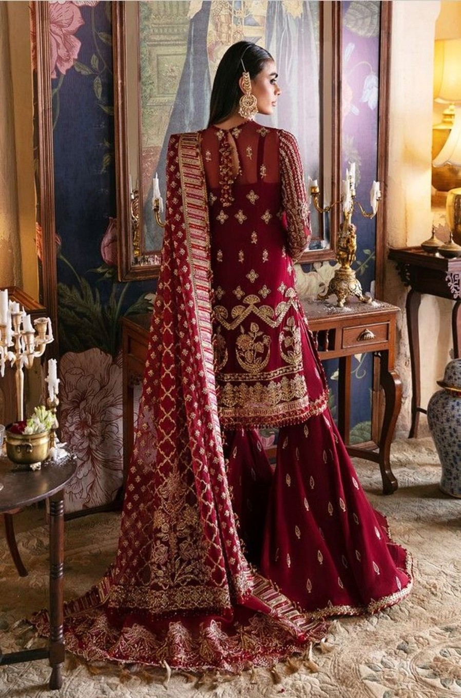 Salwar Kameez Afrozeh | Dabeer Embroidered Pakistani Sharara Suit