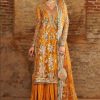 Salwar Kameez Hussain Rehar | Saffron Embroidered Pakistani Palazzo Suit