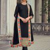 Salwar Kameez Senhora | Black And Gold Embroidered Straight Suit