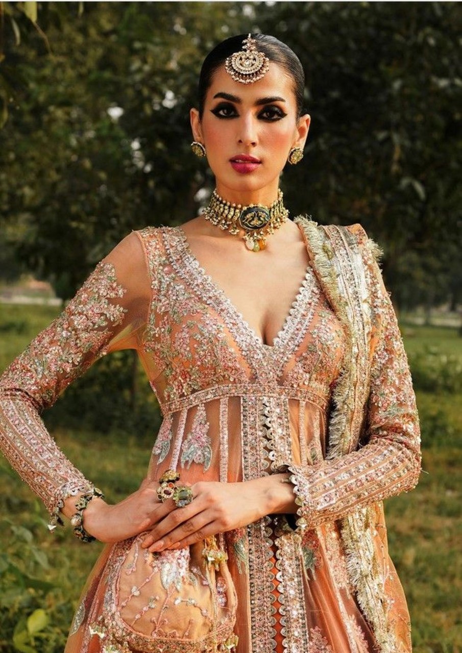 Lehengas Hussain Rehar | Chaman Embroidered Pakistani Lehenga Suit