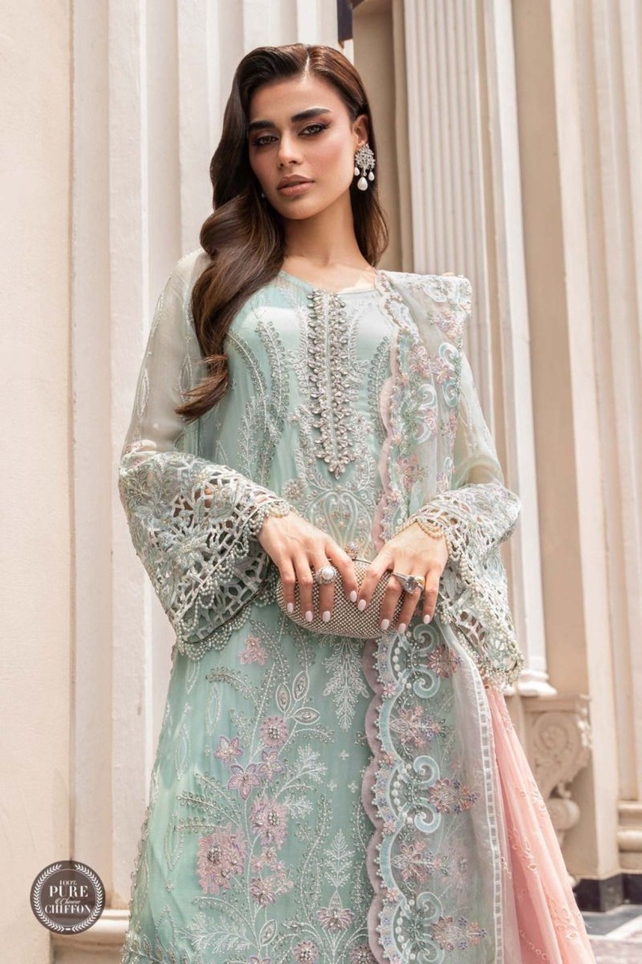 Salwar Kameez Maria.B | Mint Green Embroidered Pakistani Salwar Kameez