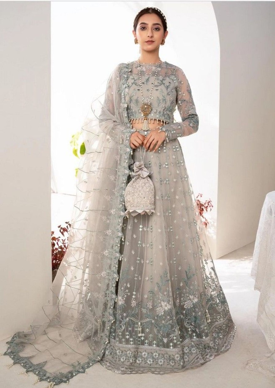 Lehengas Meeral | Grey Mistique Embroidered Pakistani Lehenga