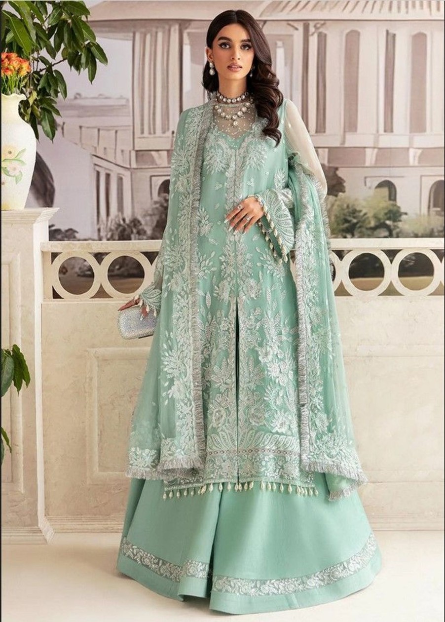 Salwar Kameez Alizeh | Cornflower Embroidered Pakistani Palazzo Suit