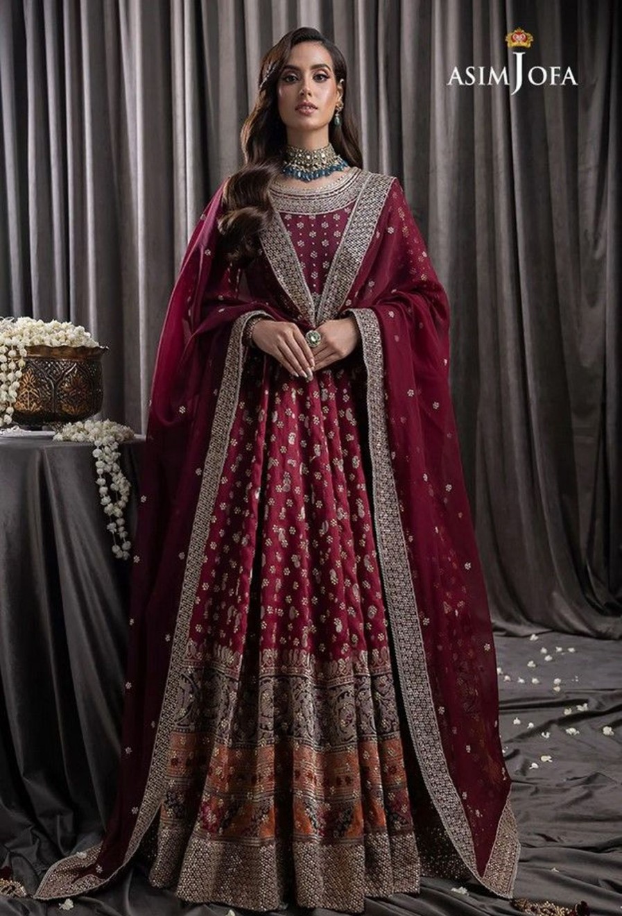 Salwar Kameez Asim Jofa | Luxury Chiffon Embroidered Pakistani Anarkali