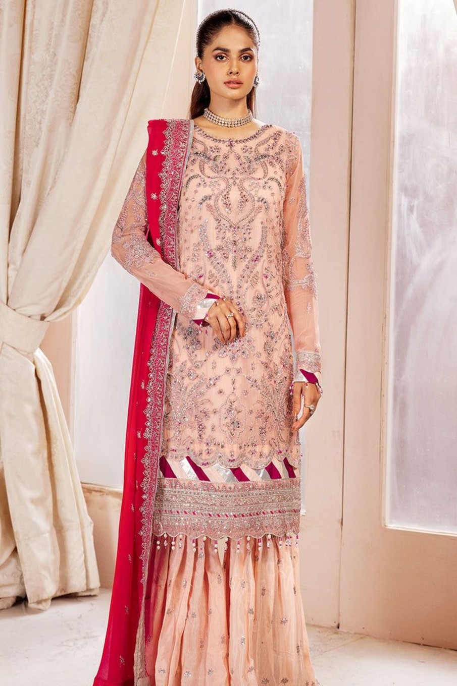 Salwar Kameez Emaan Adeel | Elaine Luxury Embroidered Pakistani Palazzo Suit